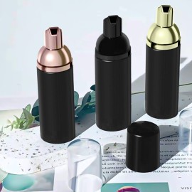 Lil Ray 50PCS Black Foam Bottle with Gold Pump, Empty Travel Foaming Dispensers for Hand Soap,Lash Shampoo(2 Oz)