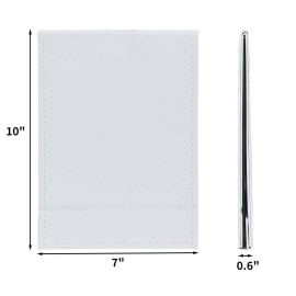 ZBEIVAN 10x7 Inches Portable Folding Makeup Mirror, Frameless PU Leather Desk Mirror with Stand for Camping Travel Tabletop Personal, White