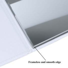 ZBEIVAN 10x7 Inches Portable Folding Makeup Mirror, Frameless PU Leather Desk Mirror with Stand for Camping Travel Tabletop Personal, White