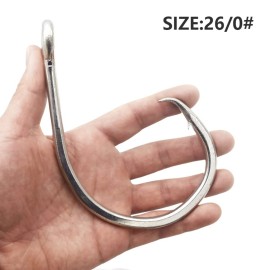 Super Giant Fishing Hook 24/0-28/0 Forged in-line Circle Hooks Shark & Swordfish &Tuna Hook Stainless Steel Big Game Hook Saltwater (Size 24/0-Pack of 2)