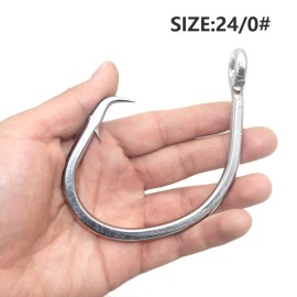 Super Giant Fishing Hook 24/0-28/0 Forged in-line Circle Hooks Shark & Swordfish &Tuna Hook Stainless Steel Big Game Hook Saltwater (Size 24/0-Pack of 2)
