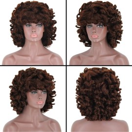 ELIM Dark Brown Curly Wigs for Black Women Short Kinky Curly Brown Wigs for Women Big Curly Afro Soft Wig with Bangs Heat Resistant Natural Cute Synthetic Wig with Accessories Z303BR ELIM Dark Brown Curly Wigs for Black Women Short Kinky Curly Brown Wigs for Women Big Curly Afro Soft Wig with Bangs Heat Resistant Natural Cute Synthetic Wig with Accessories Z303BR