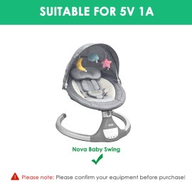 Mrgru 5V Replament Charger Power Cord for Baby Swing Compatible with Nova Baby Swing for Infants Motorized Portable Swing Power Adapter
