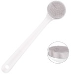 Silicone Back Scrubber for Shower, Exfoliating Body Scrubber with Handle, Soft Shower Scrub Exfoliator Brush for Men and Women, BPA Free, Non-Slip (Grey)