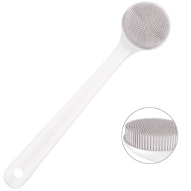 Silicone Back Scrubber for Shower, Exfoliating Body Scrubber with Handle, Soft Shower Scrub Exfoliator Brush for Men and Women, BPA Free, Non-Slip (Grey)