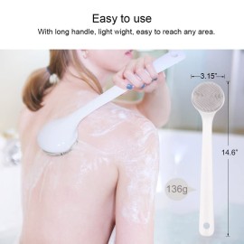 Silicone Back Scrubber for Shower, Exfoliating Body Scrubber with Handle, Soft Shower Scrub Exfoliator Brush for Men and Women, BPA Free, Non-Slip (Grey)