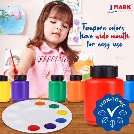 J MARK All-Inclusive 32-Piece Toddler Painting Set - Spill-Resistant Paint Cups, Variety of Tools, Washable Tempera Paint, Palette