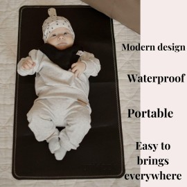Diaper Changing Pad, Faux Leather Nursery Portable Baby Diaper Changing Mat, Wipeable, Waterproof & Multipurpose (16 x 30 in) Uniklook Cream & Terra