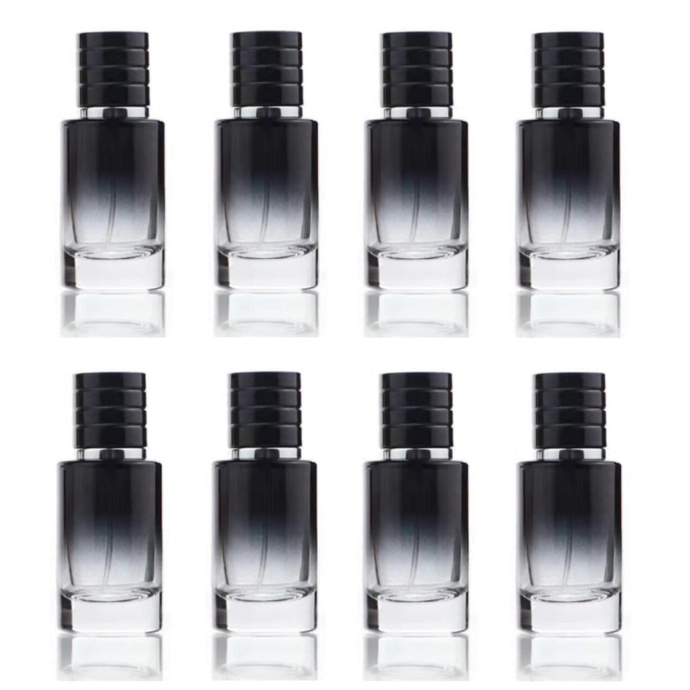 30ML Glass Perfume Bottles Empty Gradient Black Spray Perfume Bottles with Black Screw Lid Refillable Portable Empty Square Perfume Atomizer Vials Refillable Cosmetic Containers for Perfume Essential