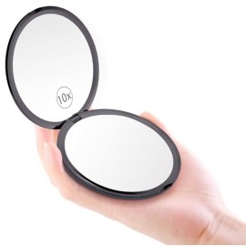mpowtech Magnifying Compact Mirror for Purse - 1x/10x Magnification Travel Makeup Mirror 4 inch Double-Sided Folding Mirror,Handheld Small Pocket Mirror for Gift,Travel Essentials