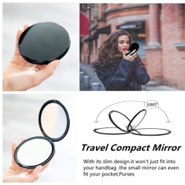 mpowtech Magnifying Compact Mirror for Purse - 1x/10x Magnification Travel Makeup Mirror 4 inch Double-Sided Folding Mirror,Handheld Small Pocket Mirror for Gift,Travel Essentials
