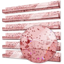 YMVV 15 Acrylic Nail Polish Organizer - Wall Mounted Shelf with Iridescent Glitters Sequin Inside - Great Display for Salons & Retailers (6 Pack)