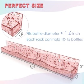 YMVV 15 Acrylic Nail Polish Organizer - Wall Mounted Shelf with Iridescent Glitters Sequin Inside - Great Display for Salons & Retailers (6 Pack)