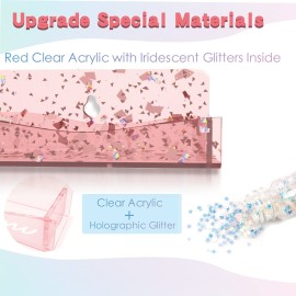 YMVV 15 Acrylic Nail Polish Organizer - Wall Mounted Shelf with Iridescent Glitters Sequin Inside - Great Display for Salons & Retailers (6 Pack)