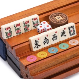 Yellow Mountain Imports American Mahjong Game Set, Sapphire with Blue Soft Case - All-in-One Racks with Pushers, Wright Patterson Scoring Coins, Dice, & Wind Indicator Yellow Mountain Imports American Mahjong Game Set, Sapphire with Blue Soft Case - All-in-One Racks with Pushers, Wright Patterson Scoring Coins, Dice, & Wind Indicator
