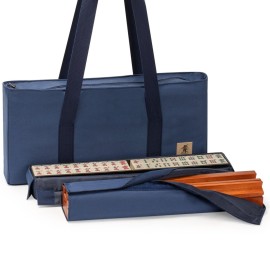 Yellow Mountain Imports American Mahjong Game Set, Sapphire with Blue Soft Case - All-in-One Racks with Pushers, Wright Patterson Scoring Coins, Dice, & Wind Indicator Yellow Mountain Imports American Mahjong Game Set, Sapphire with Blue Soft Case - All-in-One Racks with Pushers, Wright Patterson Scoring Coins, Dice, & Wind Indicator