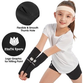 FitsT4 Sports Volleyball Arm Sleeves for Girls Youth Passing Forearm Sleeves w Protection Pads & Thumbhole UPF 50 Non-Slip Gloves