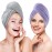 Poyday Microfiber Hair Towel Drying Wrap: 2Pack Head Dry Towel Twist Drying Turban Anti Frizz Long Quick Rapid Absorbent Women Wet Plopping Curly Hair Turban Twisty for Girls Kids Button(Gray/Purple)