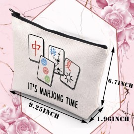 BDPWSS Mahjong Makeup Bag Mahjong Lover Gift Mahjong Board Game Storage Bag It\'s Mahjong Time Mahjong Gifts For Women Mahjong Player Gifts (mahjong time)