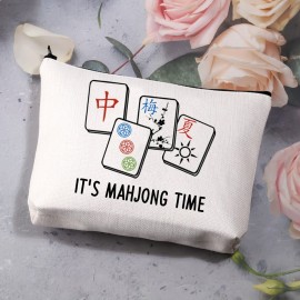BDPWSS Mahjong Makeup Bag Mahjong Lover Gift Mahjong Board Game Storage Bag It\'s Mahjong Time Mahjong Gifts For Women Mahjong Player Gifts (mahjong time)
