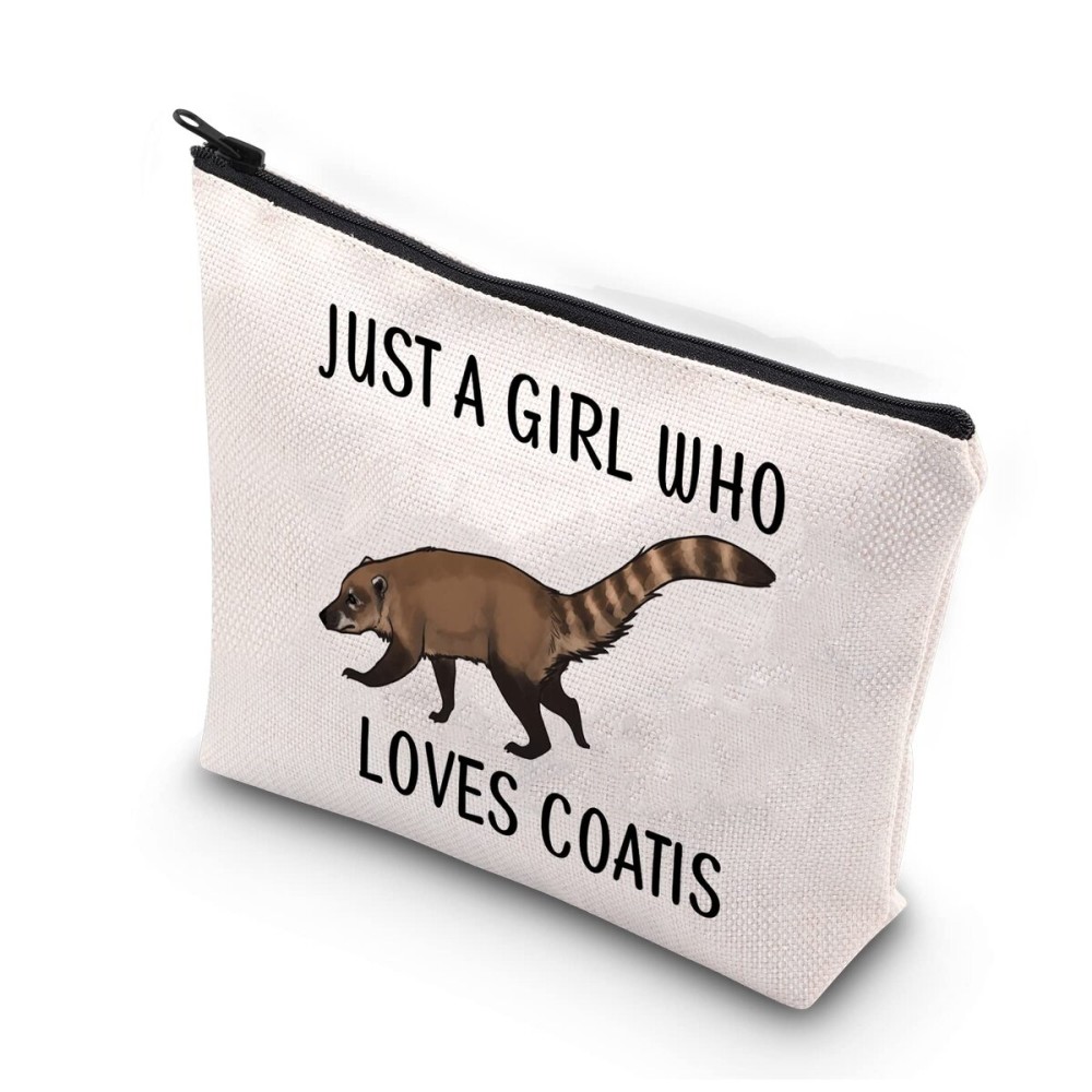 BDPWSS Coati Gifts Coati Lovers Gifts Just A Girl Who Loves Coatis Raccoons Makeup Bags Coatimundi Gifts Zipper Pouch For Animal Lovers (Girls loves coatis)