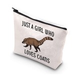 BDPWSS Coati Gifts Coati Lovers Gifts Just A Girl Who Loves Coatis Raccoons Makeup Bags Coatimundi Gifts Zipper Pouch For Animal Lovers (Girls loves coatis)