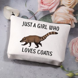 BDPWSS Coati Gifts Coati Lovers Gifts Just A Girl Who Loves Coatis Raccoons Makeup Bags Coatimundi Gifts Zipper Pouch For Animal Lovers (Girls loves coatis)