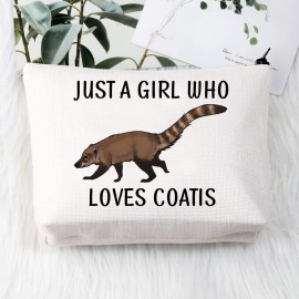 BDPWSS Coati Gifts Coati Lovers Gifts Just A Girl Who Loves Coatis Raccoons Makeup Bags Coatimundi Gifts Zipper Pouch For Animal Lovers (Girls loves coatis)