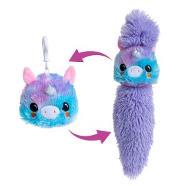 KIDS PREFERRED Tuck \'n Tails Tie Dye Unicorn Stuffed Animal, Clip On Toy with Hair That Tucks in and Pulls Out, Multicolor