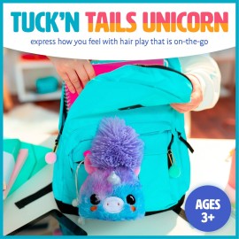 KIDS PREFERRED Tuck \'n Tails Tie Dye Unicorn Stuffed Animal, Clip On Toy with Hair That Tucks in and Pulls Out, Multicolor