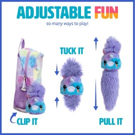 KIDS PREFERRED Tuck \'n Tails Tie Dye Unicorn Stuffed Animal, Clip On Toy with Hair That Tucks in and Pulls Out, Multicolor