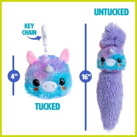 KIDS PREFERRED Tuck \'n Tails Tie Dye Unicorn Stuffed Animal, Clip On Toy with Hair That Tucks in and Pulls Out, Multicolor