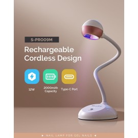 MelodySusie 2 in 1 Gel X Lamp, SPR009M Cordless Gooseneck UV Light for Gel x Nails Rechargeable, Flash Cure Lamp for Home Salon Manicure