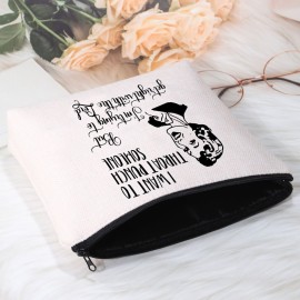 POFULL Housewife Gift Sarcastic Vintage Housewife Cosmetic Bag (I Want to Throat Punch Someone bag)