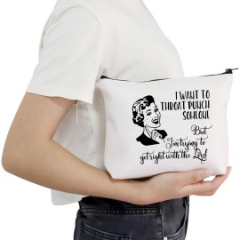 POFULL Housewife Gift Sarcastic Vintage Housewife Cosmetic Bag (I Want to Throat Punch Someone bag)