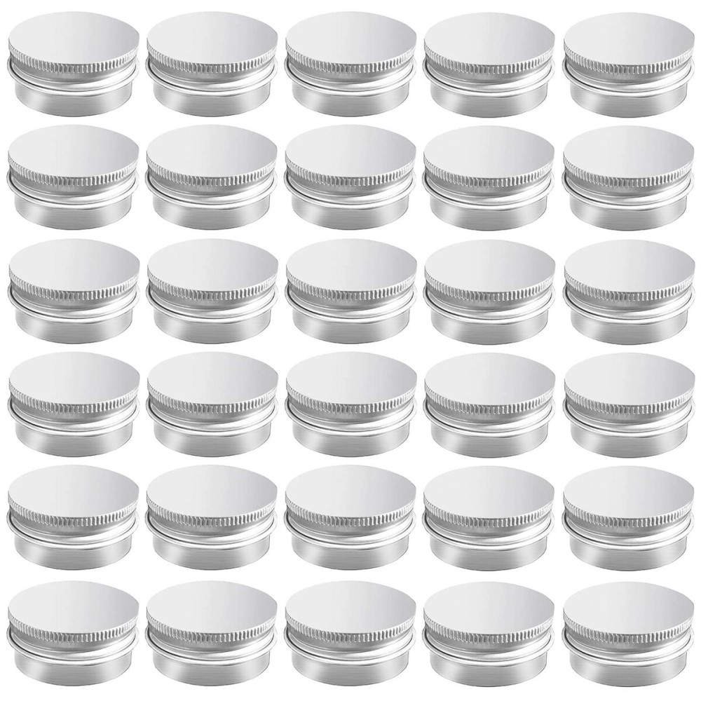 30 Pack 0.5 oz Aluminum Tin Jar with Screw Lid 15 ml Round Refillable Containers 30 Pack 0.5 oz Aluminum Tin Jar with Screw Lid 15 ml Round Refillable Containers
