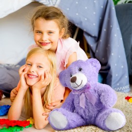 Civaner 4 Pack 14 Inches Bear Plush Stuffed Animals Cute Soft Bears Gifts Bulk for Girls Boys Girlfriend(Pink, Blue, White, Purple)