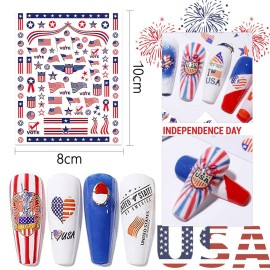 WOKOTO 16 Sheets 4th Of July Stickers For Women Nails Independence Day Nail Art Stickers US American Flag Nail Stickers Decals For Nail Art Self Adhesive Sticker Nails Fourth July Nail Design Stickers WOKOTO 16 Sheets 4th Of July Stickers For Women Nails Independence Day Nail Art Stickers US American Flag Nail Stickers Decals For Nail Art Self Adhesive Sticker Nails Fourth July Nail Design Stickers