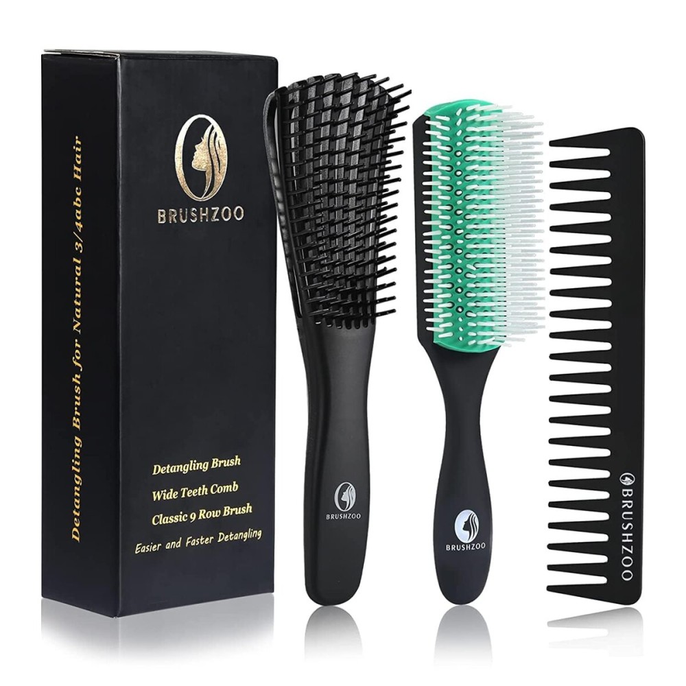 BRUSHZOO Hair Brush for Curly Hair, Detangler Brush for Natural 3/4abc Hair Easier and Faster Detangling for Women, Men & Kids, Green BRUSHZOO Hair Brush for Curly Hair, Detangler Brush for Natural 3/4abc Hair Easier and Faster Detangling for Women, Men & Kids, Green