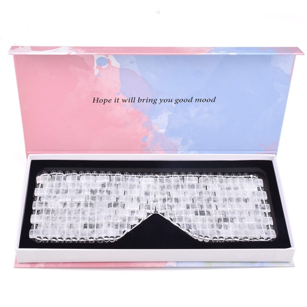 ideayard Crystal Eye Mask - Cooling Jade & 100% Clear Quartz Soothe Stone Mask