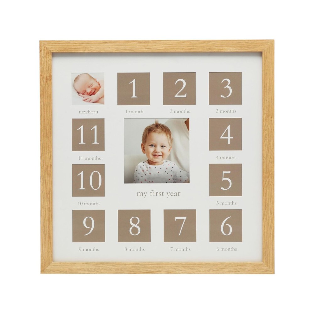 Kate & Milo My First Year Picture Frame, Baby\'s First Twelve Months Photo Collage and Gender Neutral Keepsake, Ideal for Baby Shower, New Mom Gift and Nursery Decor, Wood