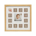 Kate & Milo My First Year Picture Frame, Baby\'s First Twelve Months Photo Collage and Gender Neutral Keepsake, Ideal for Baby Shower, New Mom Gift and Nursery Decor, Wood