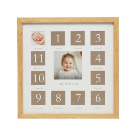 Kate & Milo My First Year Picture Frame, Baby\'s First Twelve Months Photo Collage and Gender Neutral Keepsake, Ideal for Baby Shower, New Mom Gift and Nursery Decor, Wood