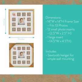 Kate & Milo My First Year Picture Frame, Baby\'s First Twelve Months Photo Collage and Gender Neutral Keepsake, Ideal for Baby Shower, New Mom Gift and Nursery Decor, Wood