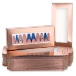 Noverlife 30PCS Empty Nail Package Boxes with 30 PCS White Background Paper, Pullable Display Packing Box Set for Press on Nails Business, Empty Nail Tip Box - Rose Gold