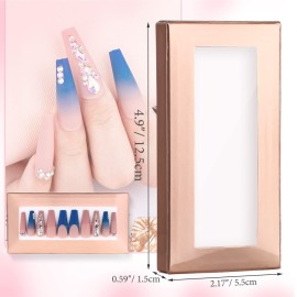 Noverlife 30PCS Empty Nail Package Boxes with 30 PCS White Background Paper, Pullable Display Packing Box Set for Press on Nails Business, Empty Nail Tip Box - Rose Gold