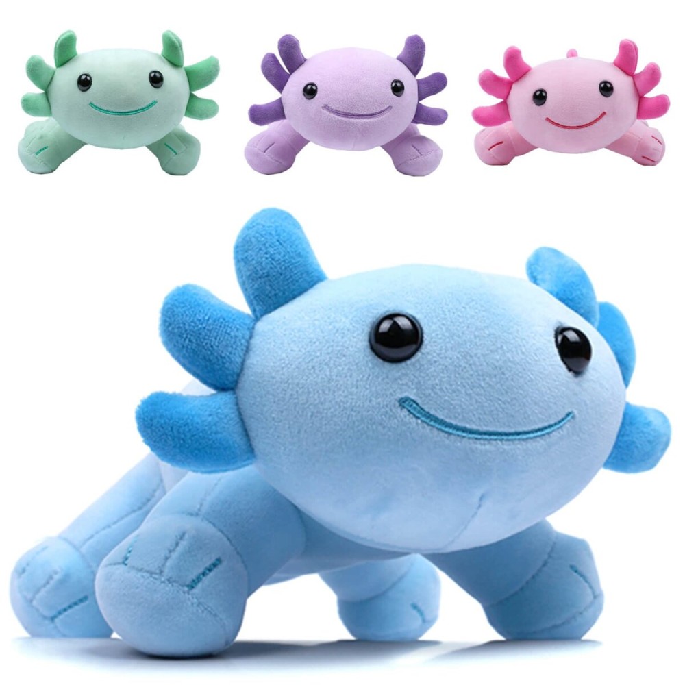 DYBFONO Axolotl Plush Toy, 10.8 Soft Cute Axolotl Stuffed Cotton Plush Pillow Kawaii Salamander Animal for Boys Girls Kids Gift (Blue)
