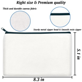 ZeeDix 24 Packs White Canvas Pouch- Multi-purpose Cosmetic Bag with Zipper, Blank DIY Craft Canvas Zipper Bags, Travel Toiletry Bag, Daily Storage Bag (8.3 x 5 inches) ZeeDix 24 Packs White Canvas Pouch- Multi-purpose Cosmetic Bag with Zipper, Blank DIY Craft Canvas Zipper Bags, Travel Toiletry Bag, Daily Storage Bag (8.3 x 5 inches)