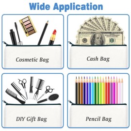 ZeeDix 24 Packs White Canvas Pouch- Multi-purpose Cosmetic Bag with Zipper, Blank DIY Craft Canvas Zipper Bags, Travel Toiletry Bag, Daily Storage Bag (8.3 x 5 inches) ZeeDix 24 Packs White Canvas Pouch- Multi-purpose Cosmetic Bag with Zipper, Blank DIY Craft Canvas Zipper Bags, Travel Toiletry Bag, Daily Storage Bag (8.3 x 5 inches)