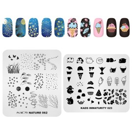 KADS 10 Pcs Nail Stamping Plates Nail Art Templates DIY Tool Heart Rabbit Flower Ice Cream Paraglider